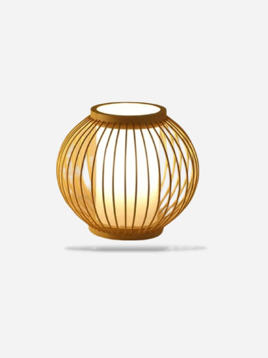 Lampe de chevet Bambou forme boule Blanc chaud