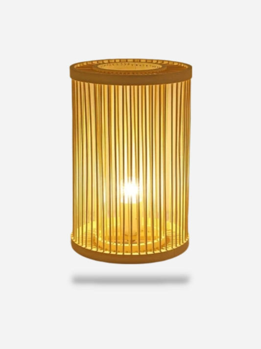Lampe de chevet Bambou forme cylindre Blanc chaud