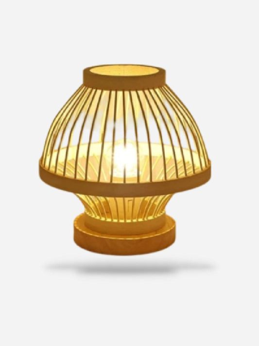 Lampe de chevet Bambou forme Globe Blanc chaud