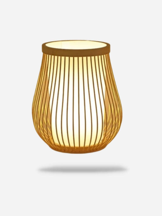 Lampe de chevet Bambou forme Lanterne Blanc chaud