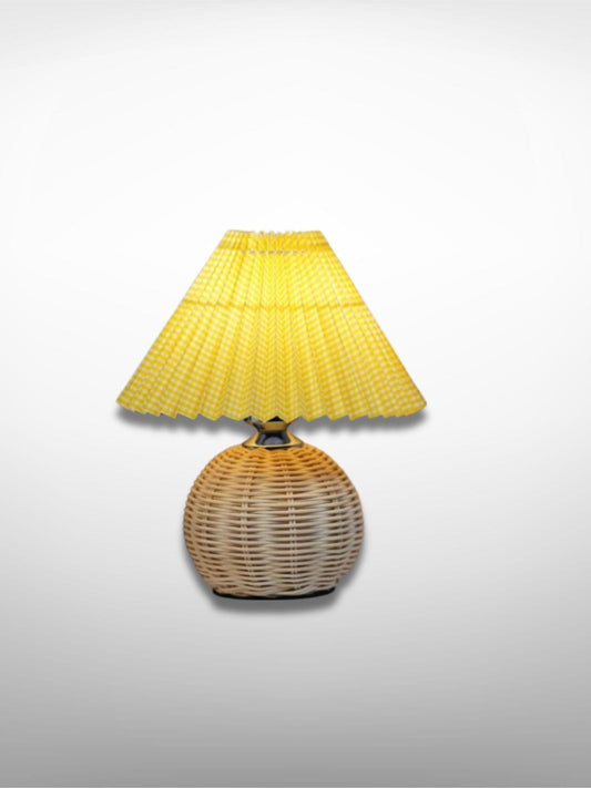 Lampe de chevet LED Lueur de Rotin Vichy Jaune et blanc / Télécommande 3 couleurs