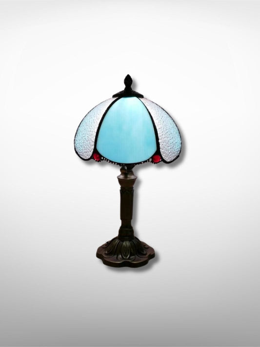 Lampe de chevet Tiffany vintage Fleur Bleue Bleu